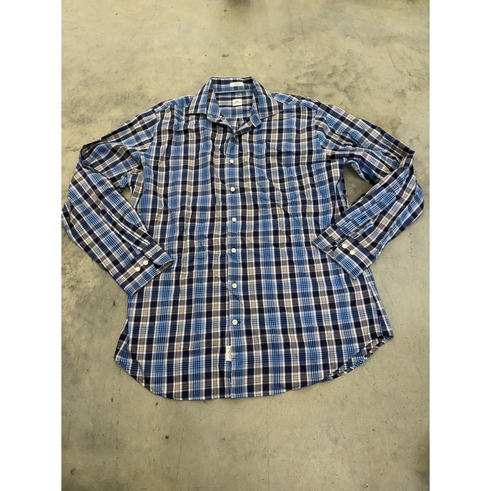 Peter Millar Shirt Mens L Multi Plaid 100% Cotton Long Sleeve Button-Up Classic